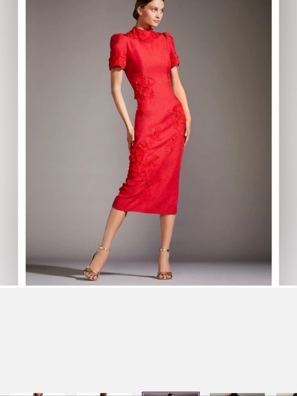 ANTONIO MELANI Red Embroidered Midi Dress